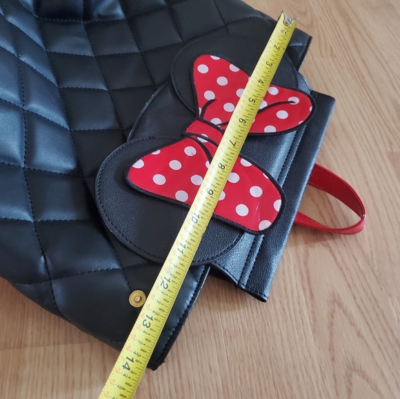 Disney Minnie Mouse Red Bow Quilted Black Backpack by Dani Danielle Nicole NWOT - Picture 4 of 6